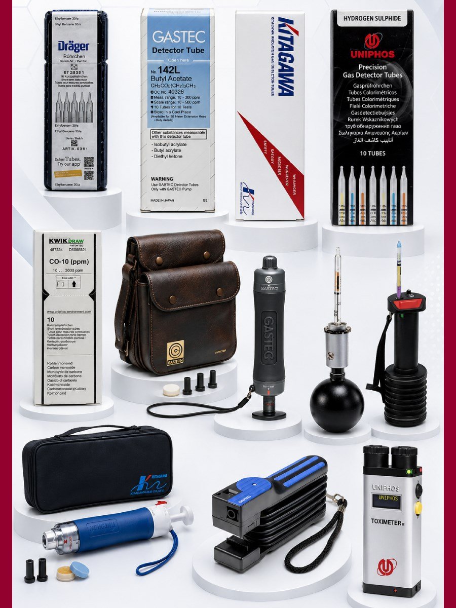 Gas detection tubes and pumps